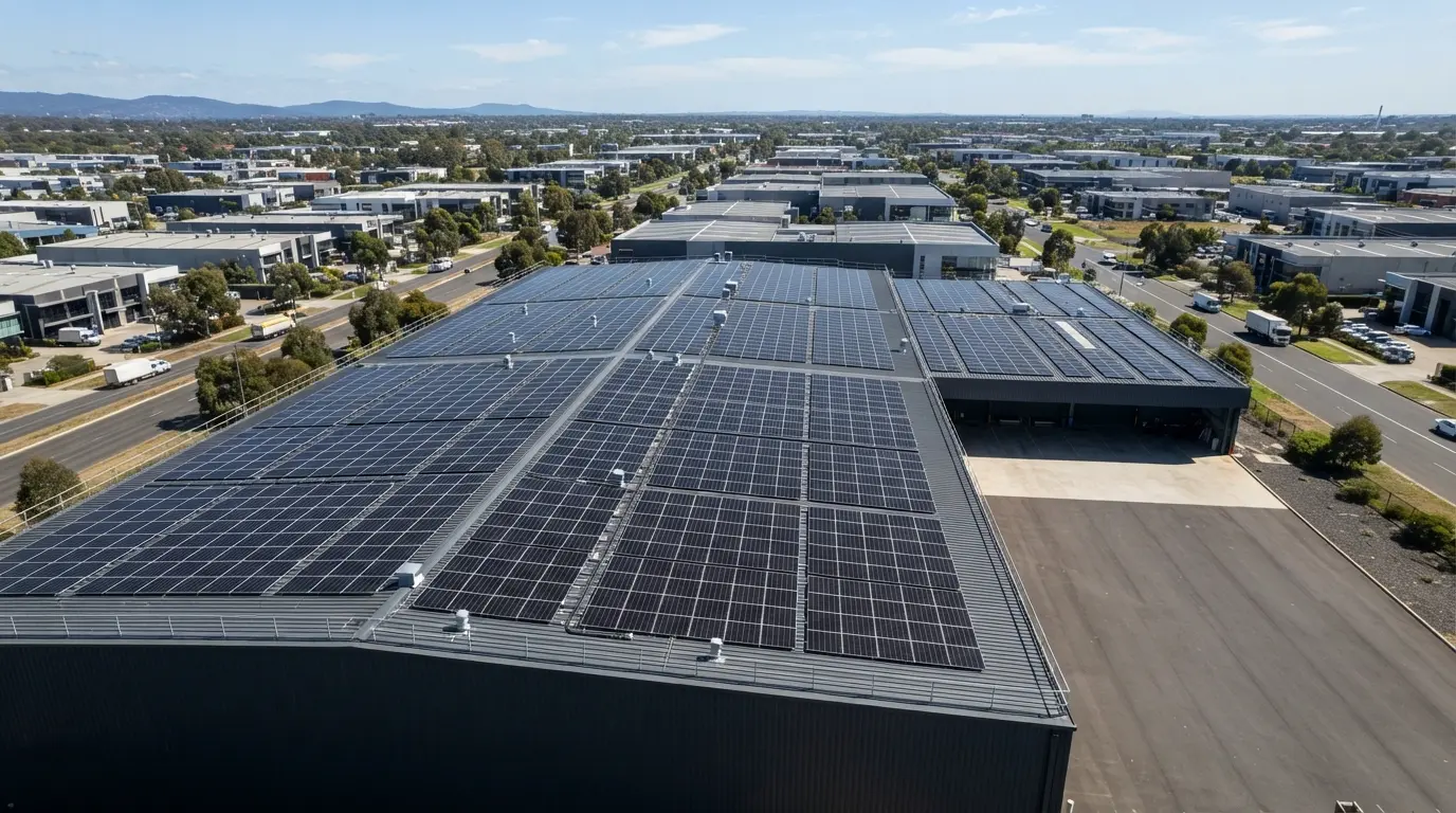 Commercial solar panels installed for a Melbourne business