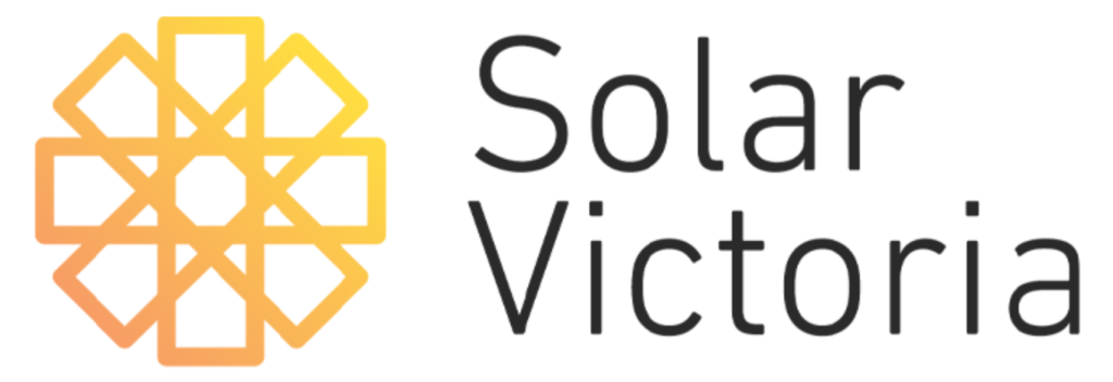 Solar Victoria logo with text "Solaraide - Your Solar Solution" against a backdrop of solar panels.